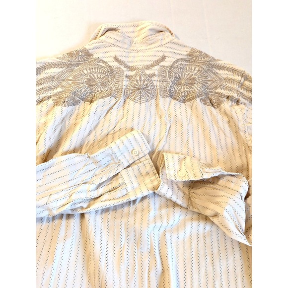 Vtg Lucky Brand Shirt Men L Embroidered Back Long Sleeve Hipster Cool Guy Hippy - Picture 6 of 12